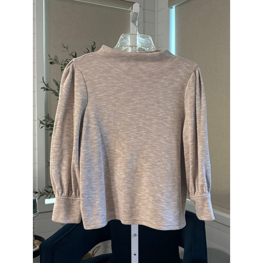 Madewell Mockneck Top, Tan/White, Medium